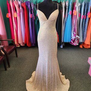 Alyce Paris 1712 Champagne Size 4 All Sequin Prom Dress Formal Gown